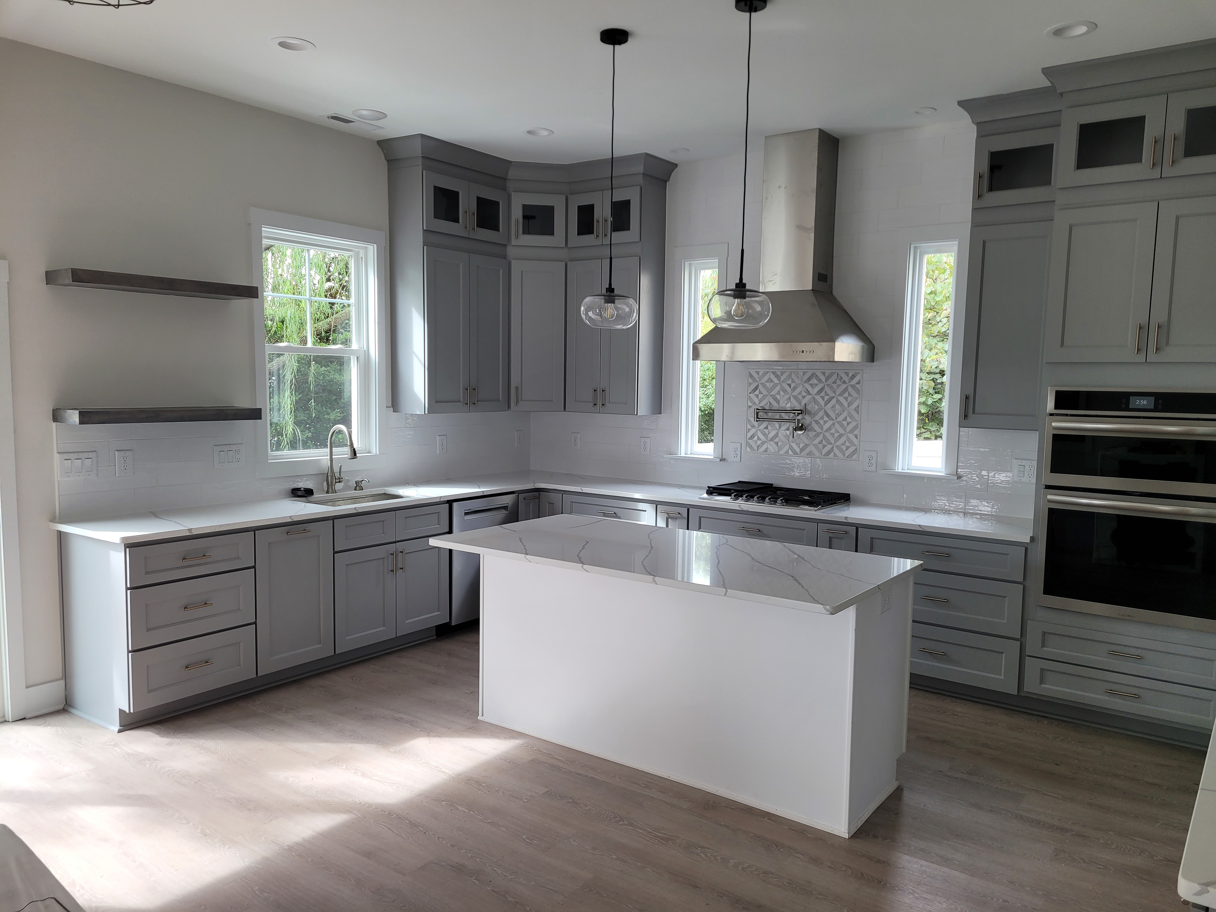 Grey and white kitchen
